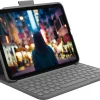 Logitech - Slim Folio Keyboard Case for Apple iPad - Oxford Gray