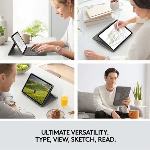 Logitech - Folio Touch Keyboard Case with Trackpad for iPad Air 11-inch - Graphite